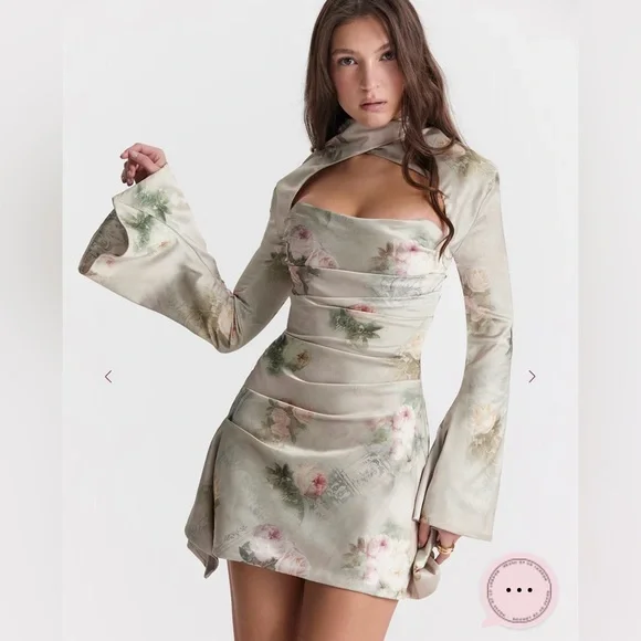 House of CB Toira Floral Draped Corset Dress NWOT - Picture 3 of 10